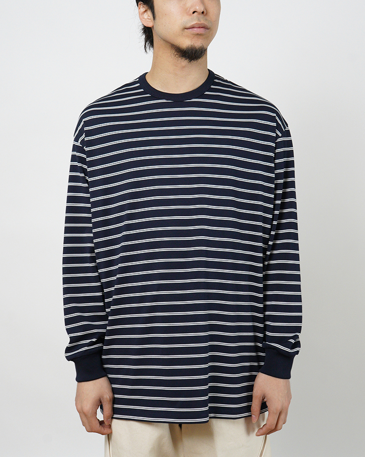 Graphpaper (MEN) / Tri Spun Border L/S Tee / NVY×WHT