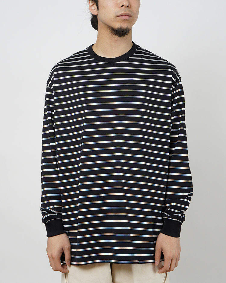 Graphpaper (MEN) / Tri Spun Border L/S Tee / BLACK×WHITE