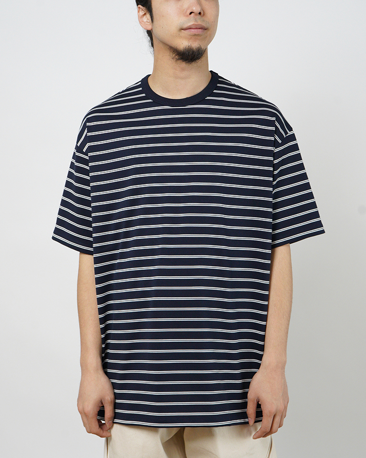 Graphpaper (MEN) / Tri Spun Border S/S Tee / NVY×WHT