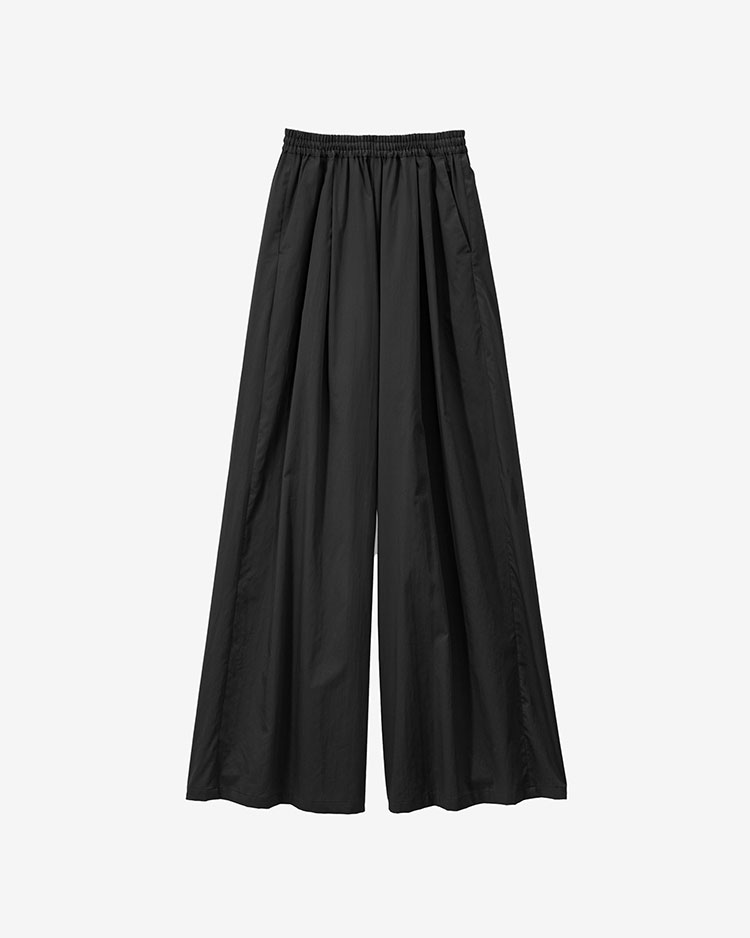 Graphpaper (WOMEN) / Silicon Poplin Two Tuck Easy Wide Pants / BLACK