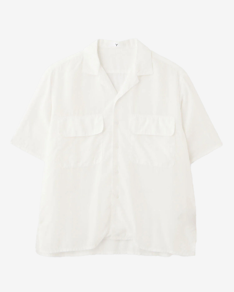 Y / TENCEL POPLIN OPEN COLLAR SHIRT / WHITE