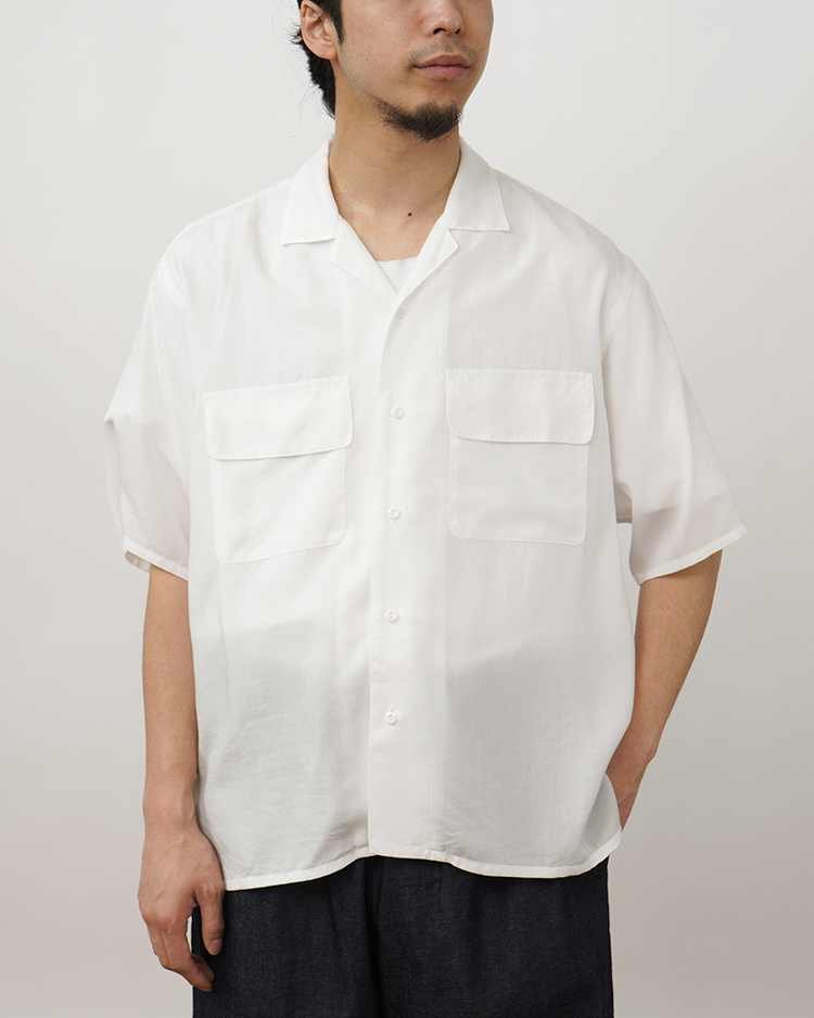 Y / TENCEL POPLIN OPEN COLLAR SHIRT / WHITE