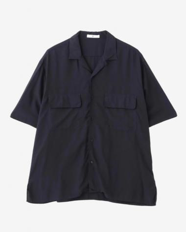  / TENCEL POPLIN OPEN COLLAR SHIRT / NAVY