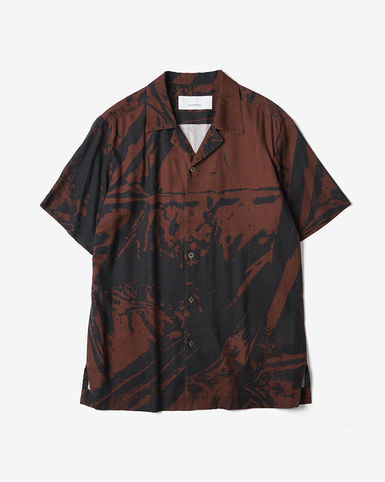 OVERCOAT / Kulachek Collaboration Short Sleeve Camp Shirt / BROWN × BLACK