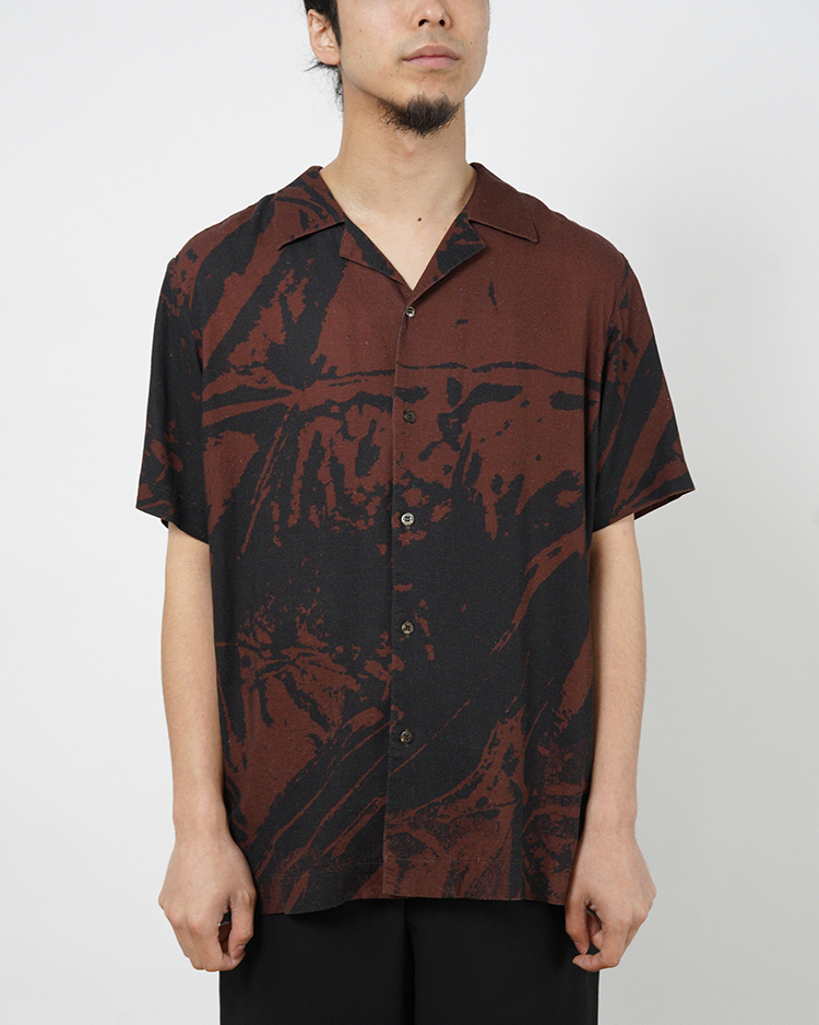 OVERCOAT / Kulachek Collaboration Short Sleeve Camp Shirt / BROWN × BLACK