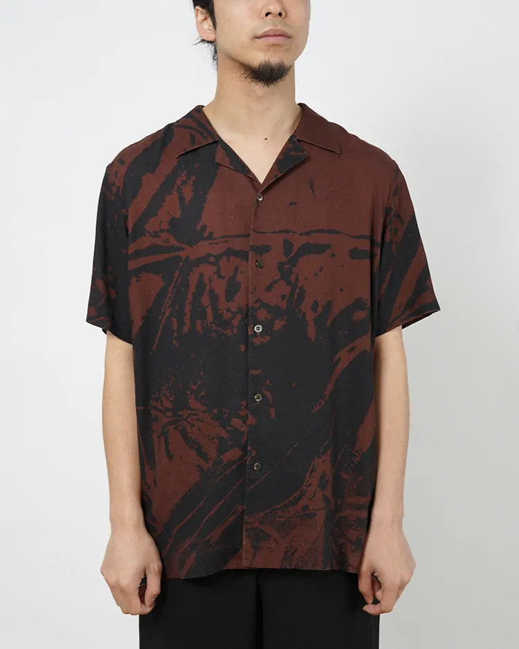 OVERCOAT / Kulachek Collaboration Short Sleeve Camp Shirt / BROWN × BLACK