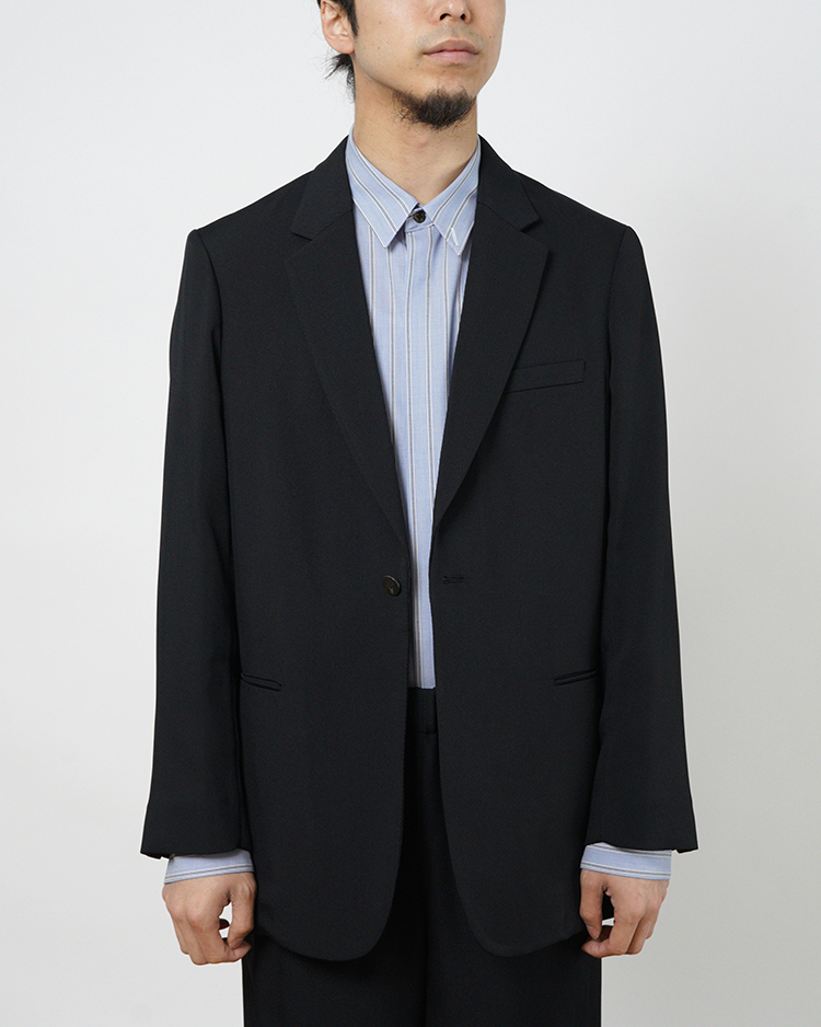 OVERCOAT / Single Breasted Jacket  in Rayon Tricotine / BLACK