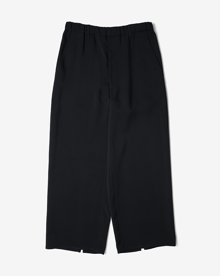OVERCOAT / Wide Leg Trouser in Rayon Trocotine / BLACK