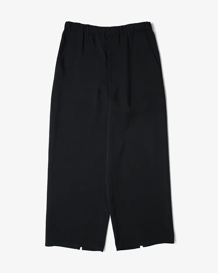 OVERCOAT / Wide Leg Trouser in Rayon Trocotine / BLACK