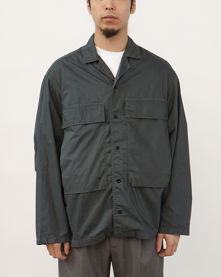 Graphpaper (MEN) / Garment Dyed Typewriter Fatigue Shirt / C.GRAY