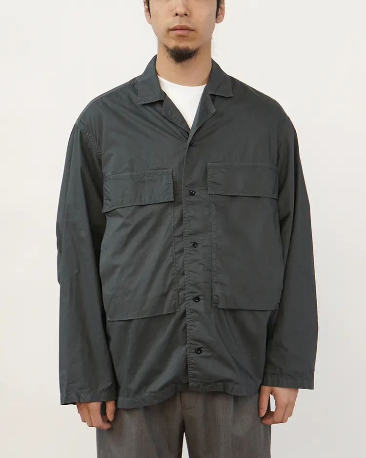 Graphpaper (MEN) / Garment Dyed Typewriter Fatigue Shirt / C.GRAY