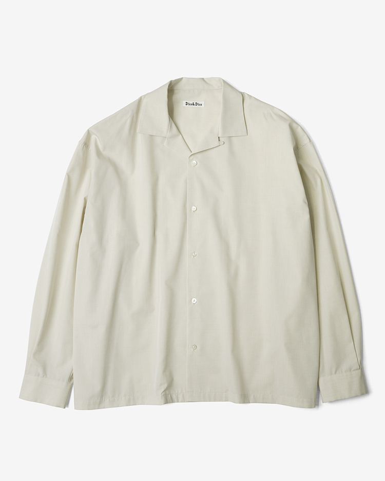 Dice&Dice / COTTON BROAD OPEN COLLAR L/S SHIRT  / PALE BEIGE