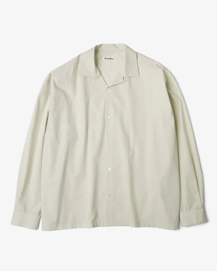 Dice&Dice / COTTON BROAD OPEN COLLAR L/S SHIRT  / PALE BEIGE