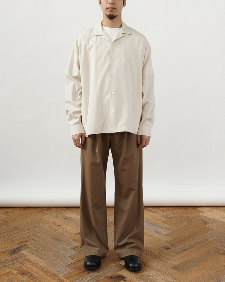 Dice&Dice / COTTON BROAD OPEN COLLAR L/S SHIRT  / PALE BEIGE