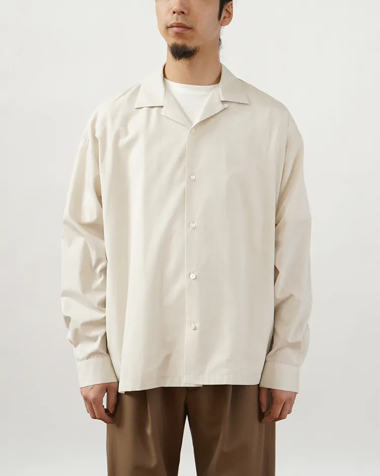 Dice&Dice / COTTON BROAD OPEN COLLAR L/S SHIRT  / PALE BEIGE