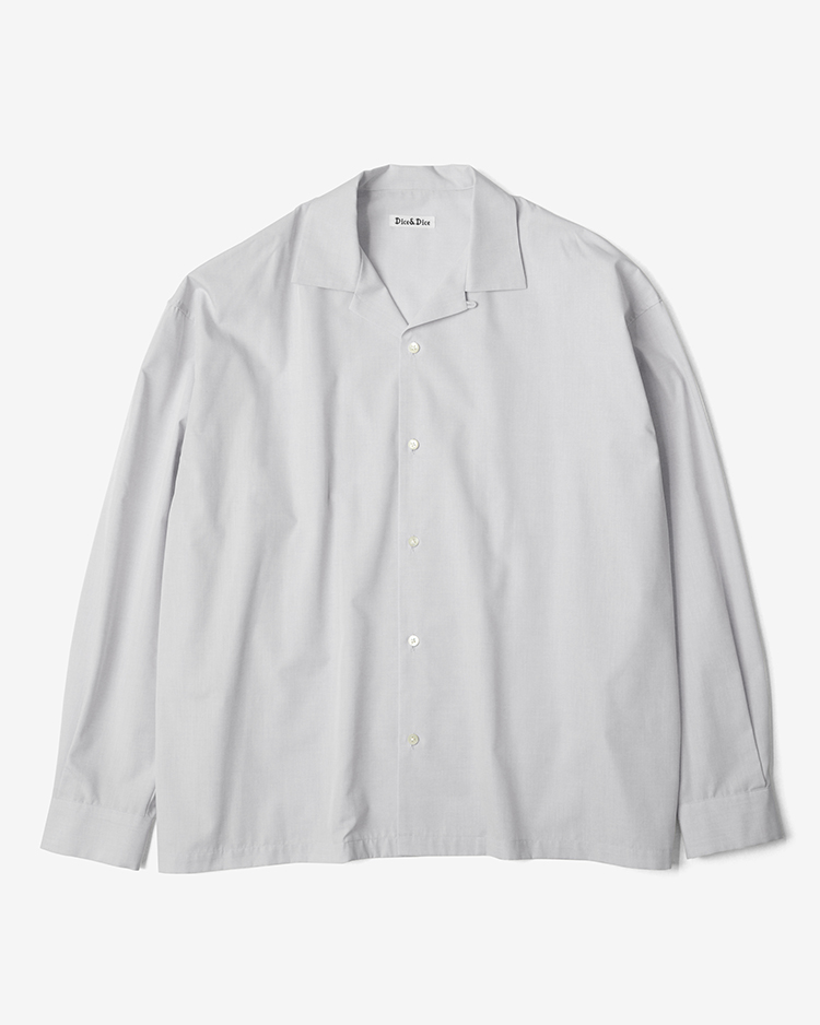 Dice&Dice / COTTON BROAD OPEN COLLAR L/S SHIRT / PALE GRAY