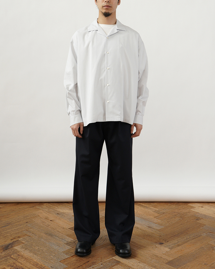 Dice&Dice / COTTON BROAD OPEN COLLAR L/S SHIRT / PALE GRAY