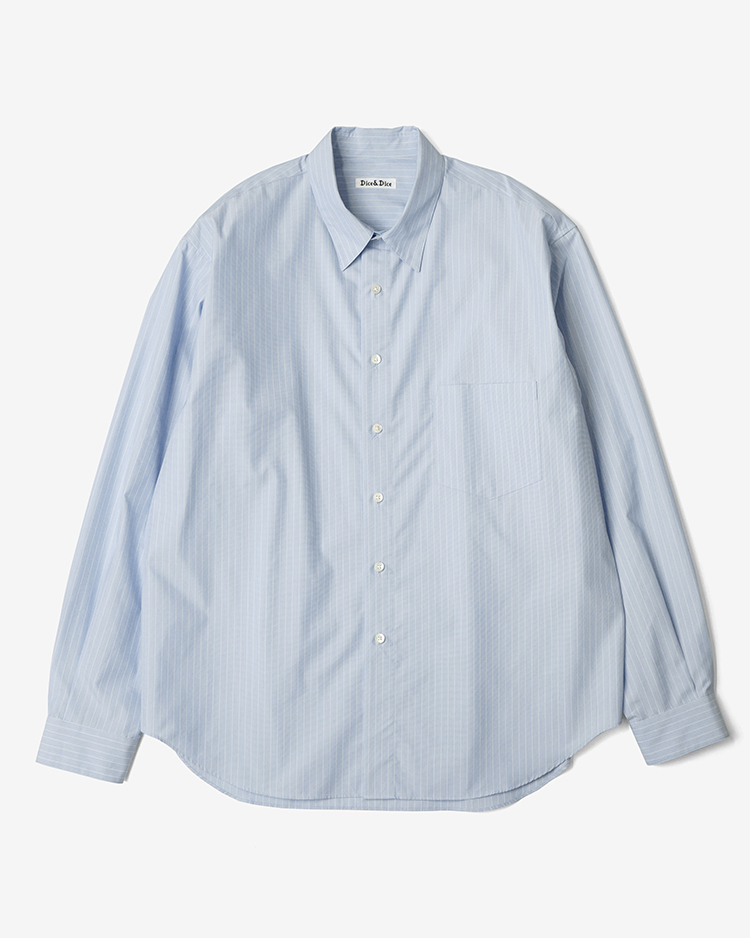 Dice&Dice / COTTON BROAD STRIPE REGULAR COLLAR L/S SHIRT / BLUE STRIPE