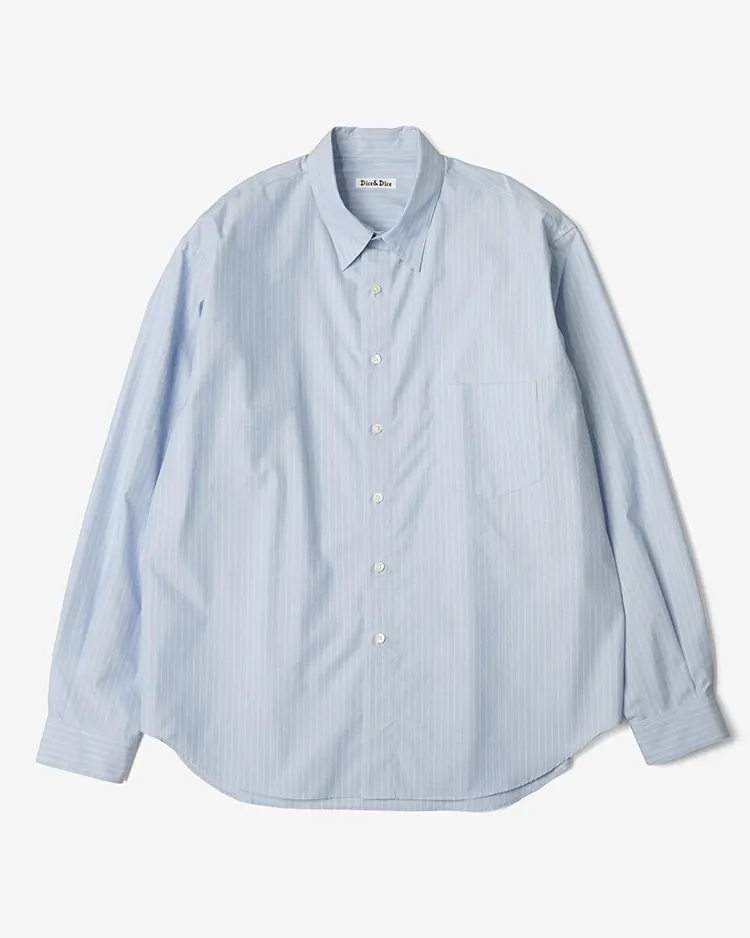 Dice&Dice / COTTON BROAD STRIPE REGULAR COLLAR L/S SHIRT / BLUE STRIPE