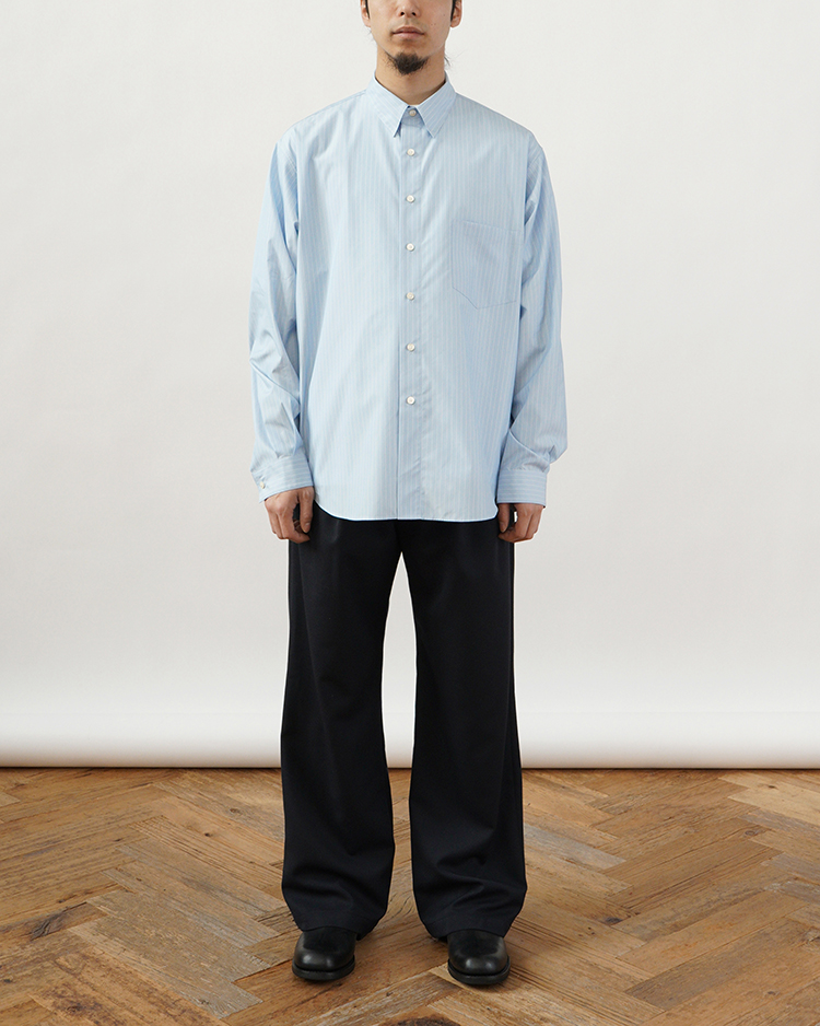 Dice&Dice / COTTON BROAD STRIPE REGULAR COLLAR L/S SHIRT / BLUE STRIPE