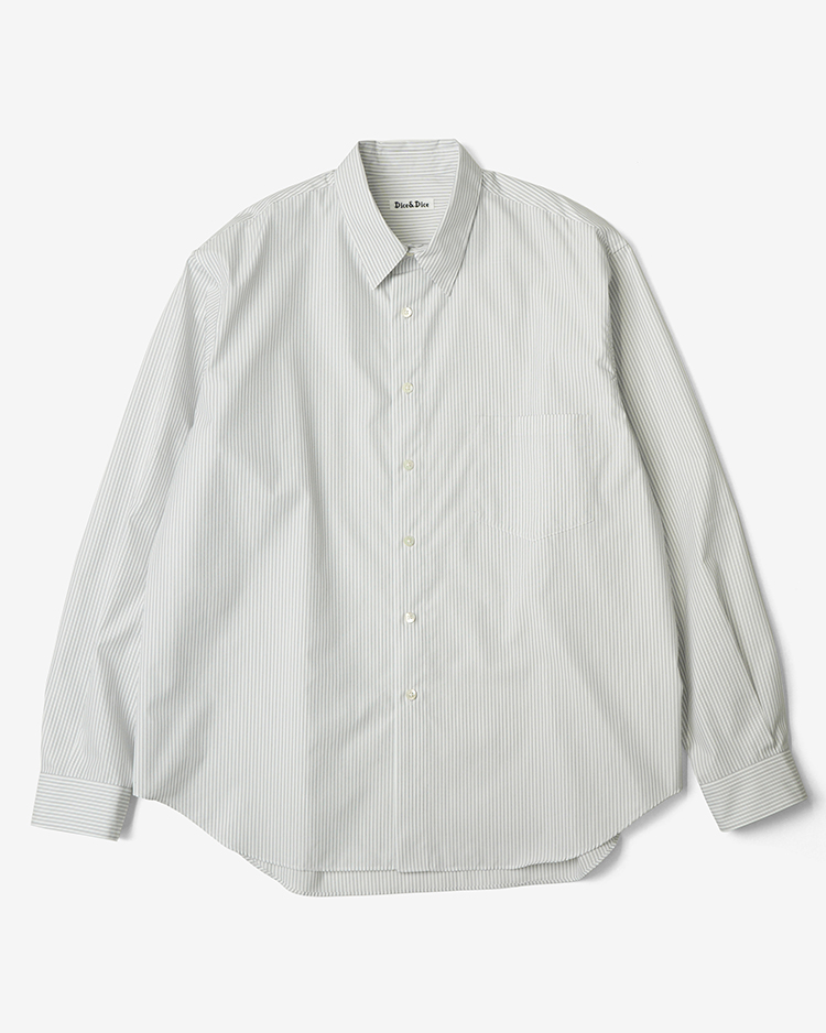 Dice&Dice / COTTON BROAD STRIPE REGULAR COLLAR L/S SHIRT  / WHITE STRIPE