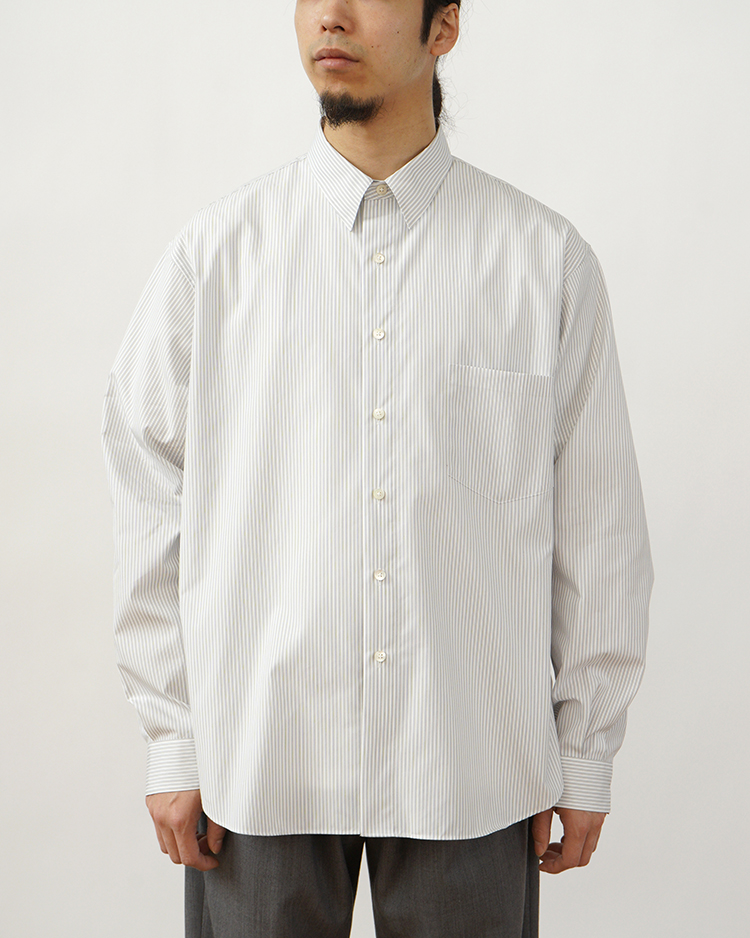 Dice&Dice / COTTON BROAD STRIPE REGULAR COLLAR L/S SHIRT  / WHITE STRIPE