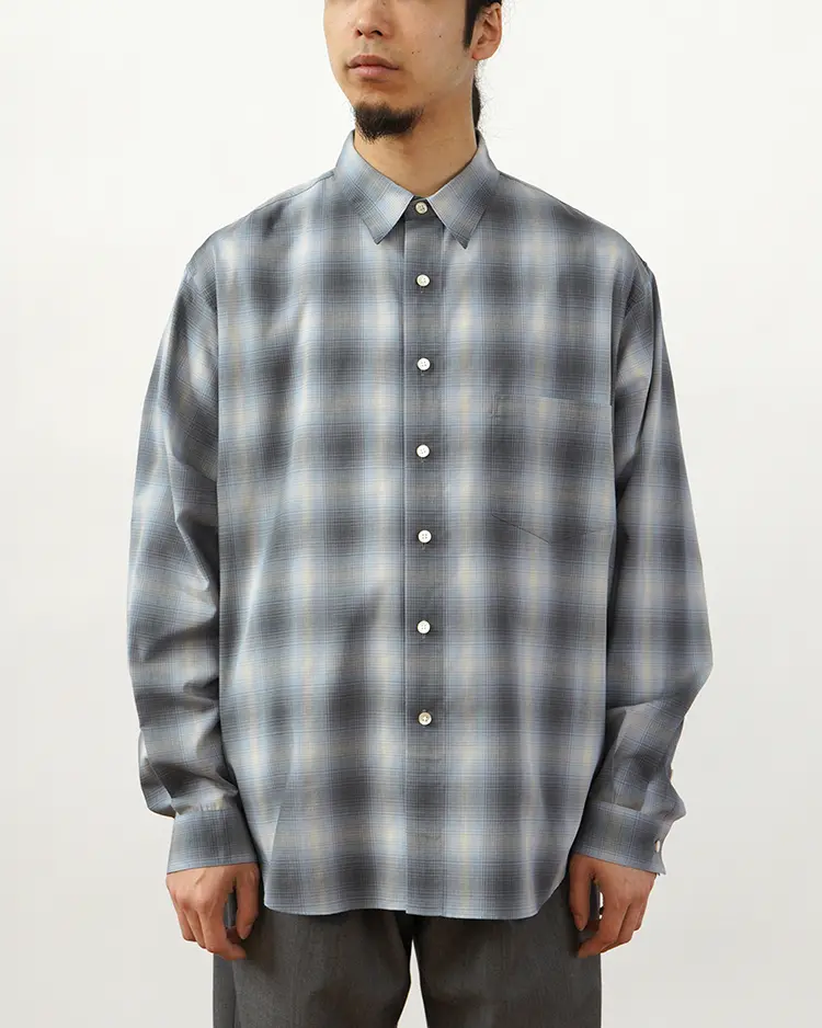 Dice&Dice / COTTON BROAD CHECK REGULAR COLLAR L/S SHIRT / BLUE CHECK