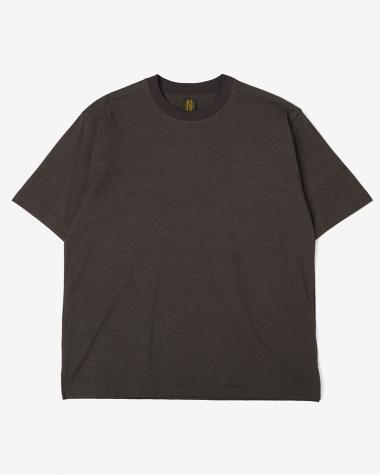  / HIGH TWIST COTTON BORDER T-SHIRT / BLACK × BROWN