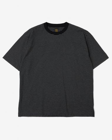  / HIGH TWIST COTTON BORDER T-SHIRT / BLACK × WHITE