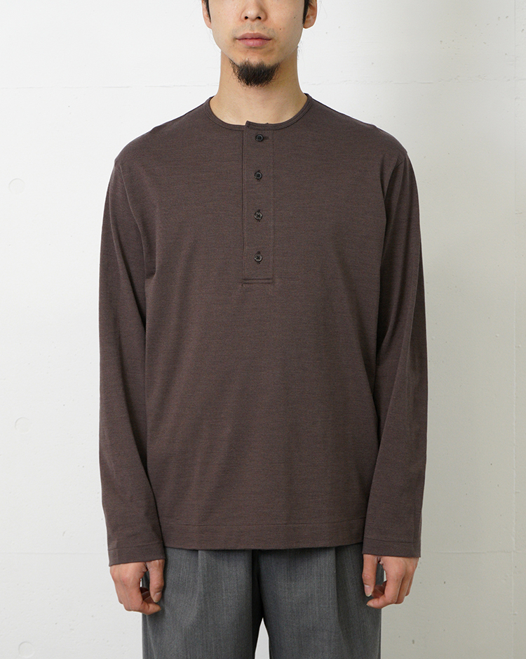BATONER (MEN) / SLUB MIX SLEEPING LONG SLEEVE T-SHIRT / BROWN
