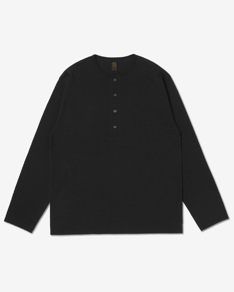 BATONER (MEN) / SLUB MIX SLEEPING LONG SLEEVE T-SHIRT / BLACK