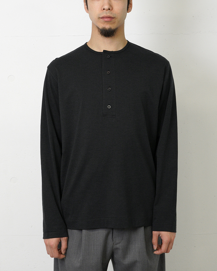 BATONER (MEN) / SLUB MIX SLEEPING LONG SLEEVE T-SHIRT / BLACK