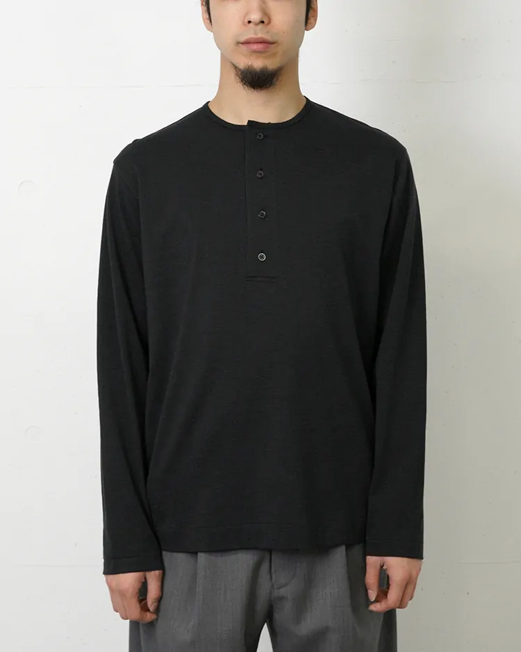 BATONER (MEN) / SLUB MIX SLEEPING LONG SLEEVE T-SHIRT / BLACK