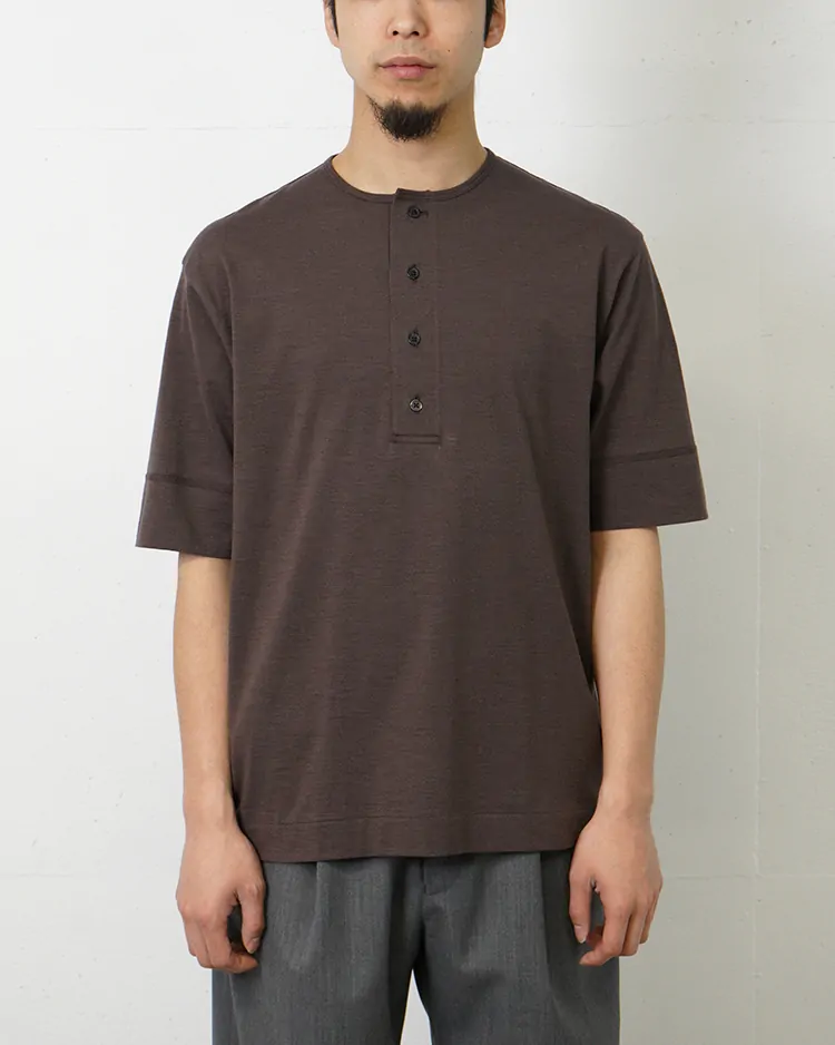 BATONER (MEN) / SLUB MIX SLEEPING T-SHIRT / BROWN