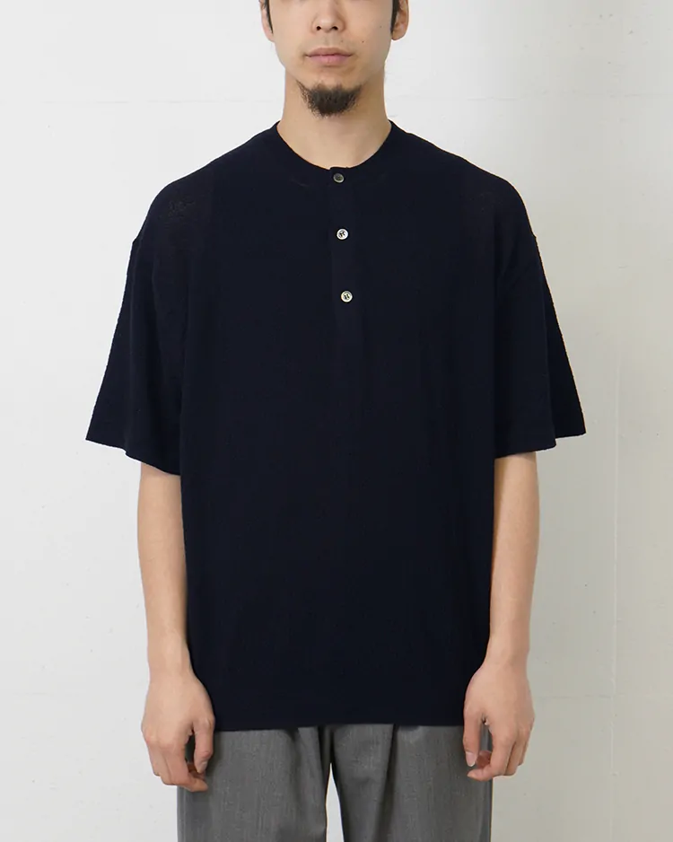 BATONER (MEN) / AMUNDSEN HENLEY NECK SHORT SLEEVE/ NAVY