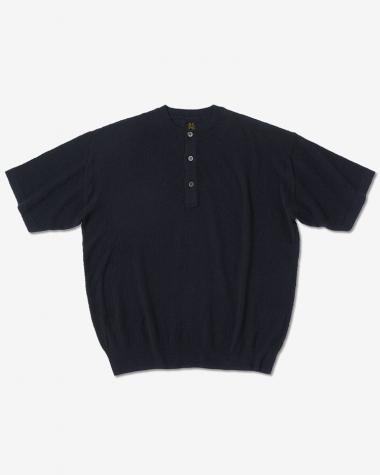  / AMUNDSEN HENLEY NECK SHORT SLEEVE/ NAVY