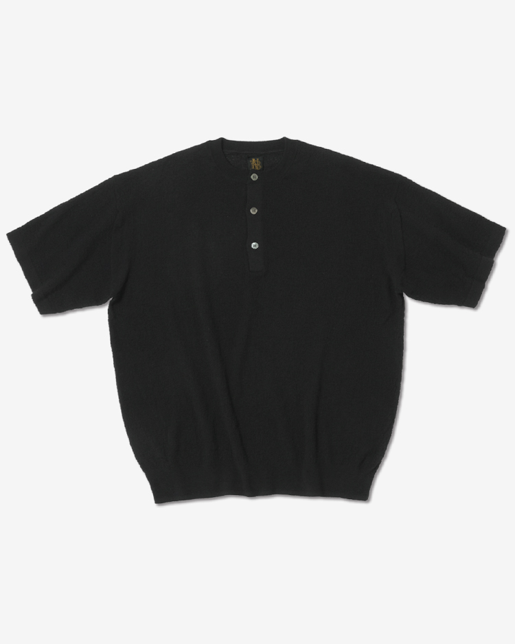 BATONER (MEN) / AMUNDSEN HENLEY NECK SHORT SLEEVE/ BLACK
