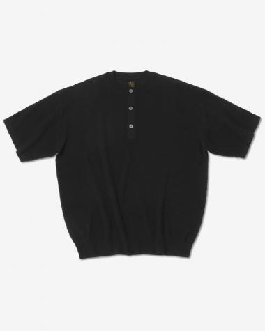  / AMUNDSEN HENLEY NECK SHORT SLEEVE/ BLACK