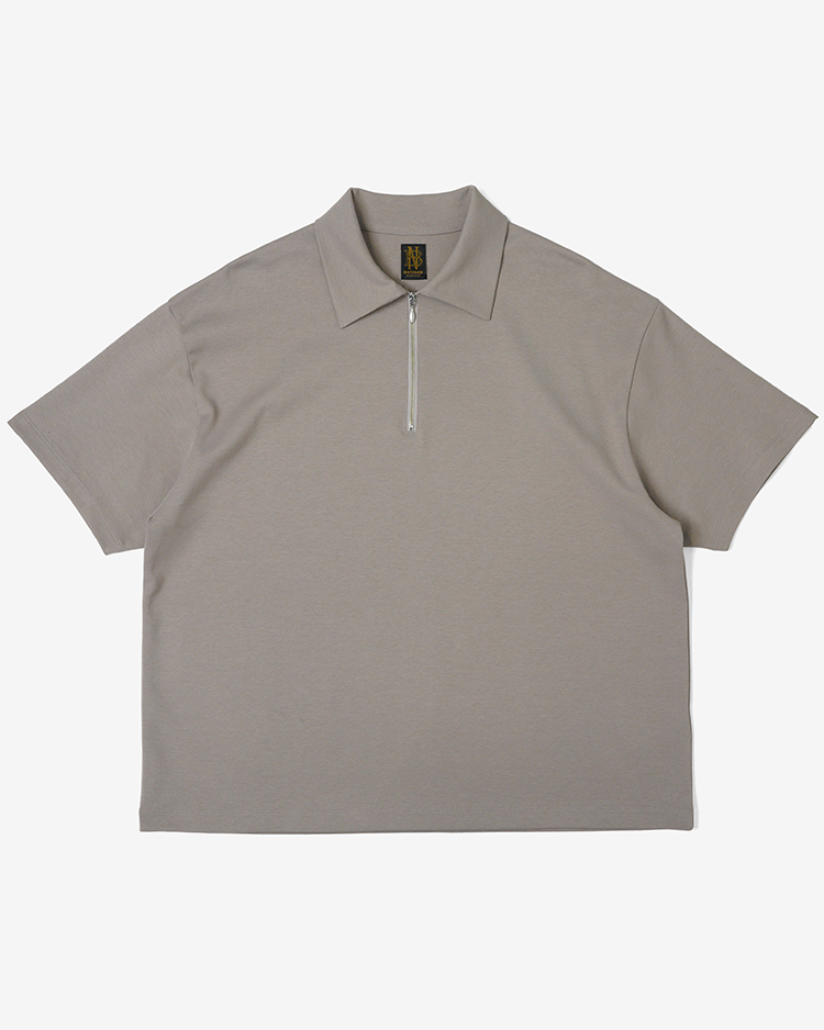 BATONER (MEN) / MILANO RIB HALF ZIP T-SHIRT / TAUPE