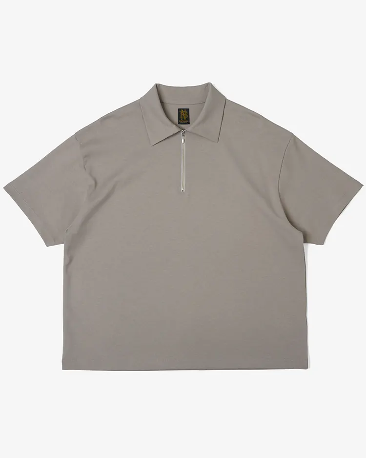 BATONER (MEN) / MILANO RIB HALF ZIP T-SHIRT / TAUPE