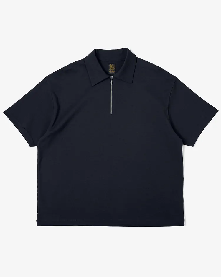 BATONER (MEN) / MILANO RIB HALF ZIP T-SHIRT / NAVY