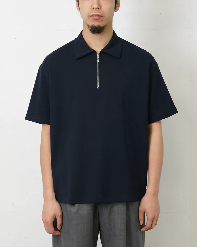 BATONER (MEN) / MILANO RIB HALF ZIP T-SHIRT / NAVY
