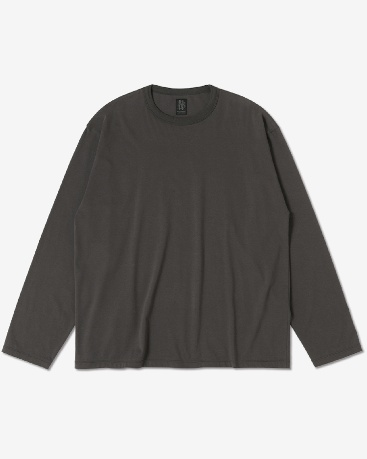 BATONER (MEN) / INNOCENT COTTON LONG SLEEVE T-SHIRT / CHARCOAL