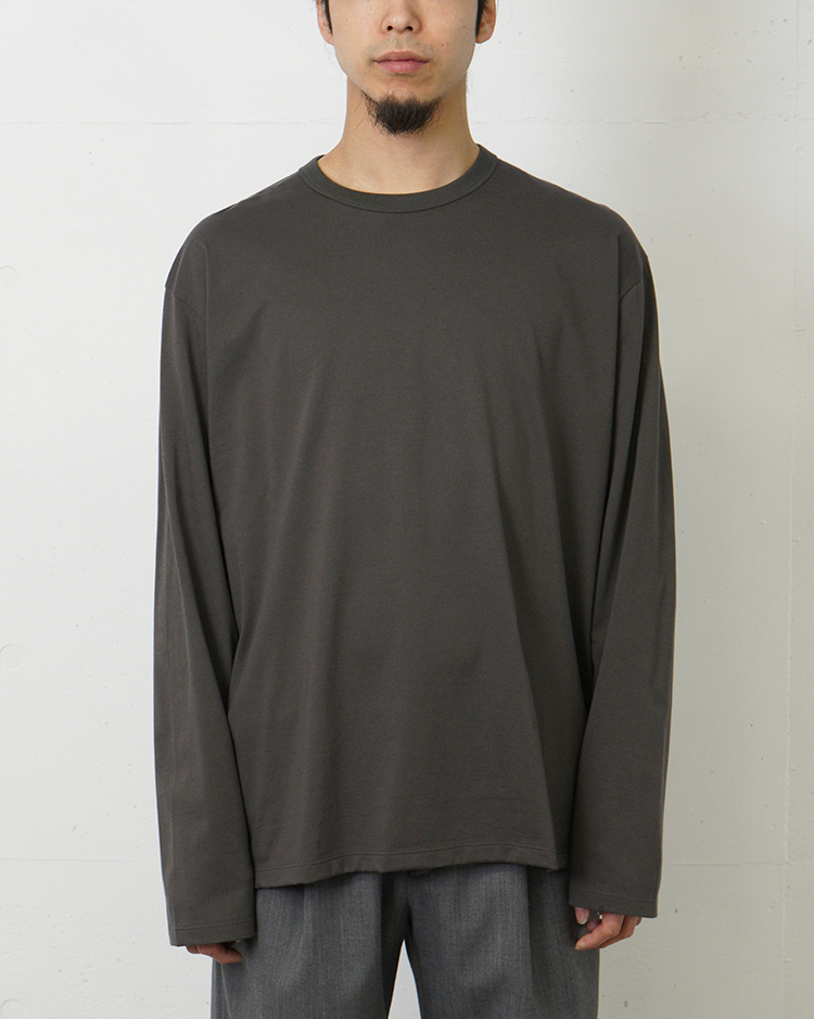 BATONER (MEN) / INNOCENT COTTON LONG SLEEVE T-SHIRT / CHARCOAL