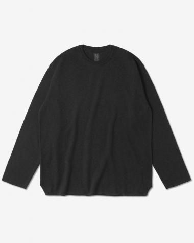  / 32G SMOOTH KNIT LONG SLEEVE T-SHIRT / MELANGE BLACK