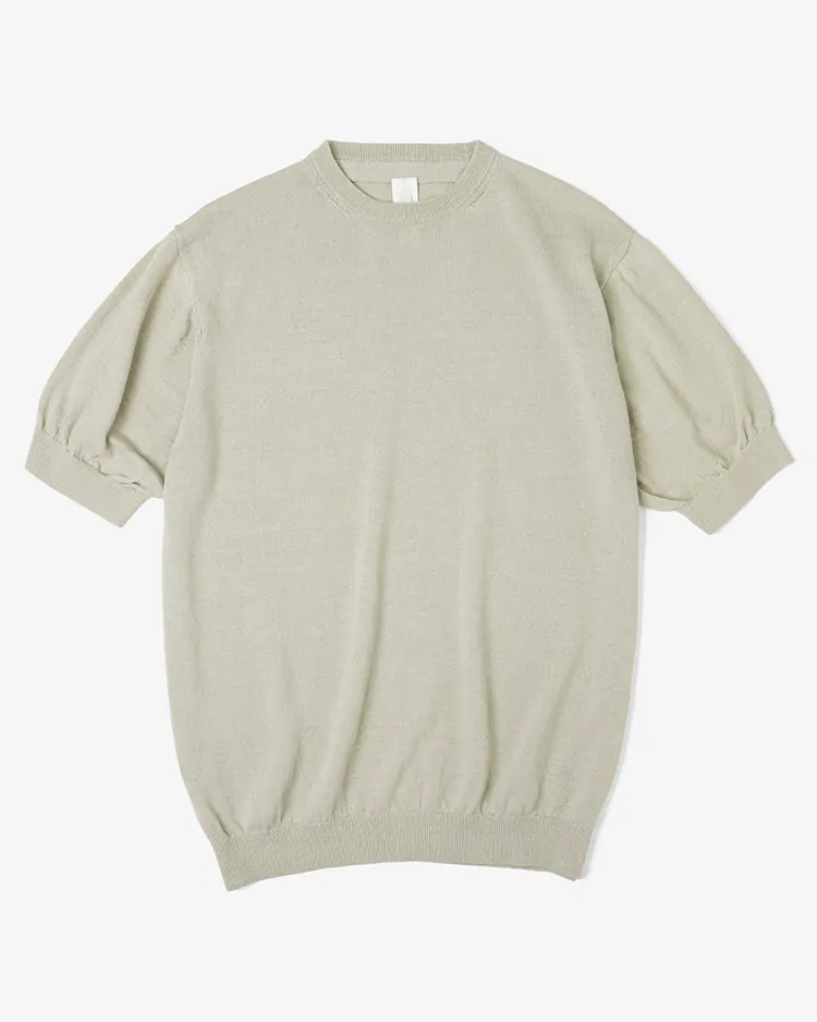 YAECA (MEN) / Silk Linen Knit Short Sleeve / GRAY