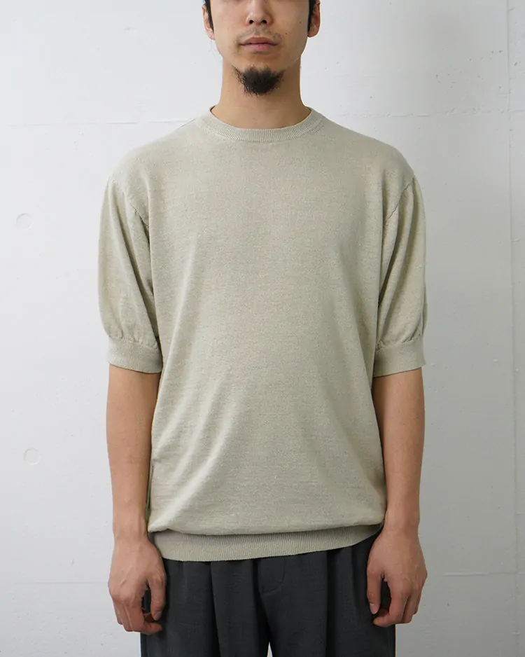 YAECA (MEN) / Silk Linen Knit Short Sleeve / GRAY