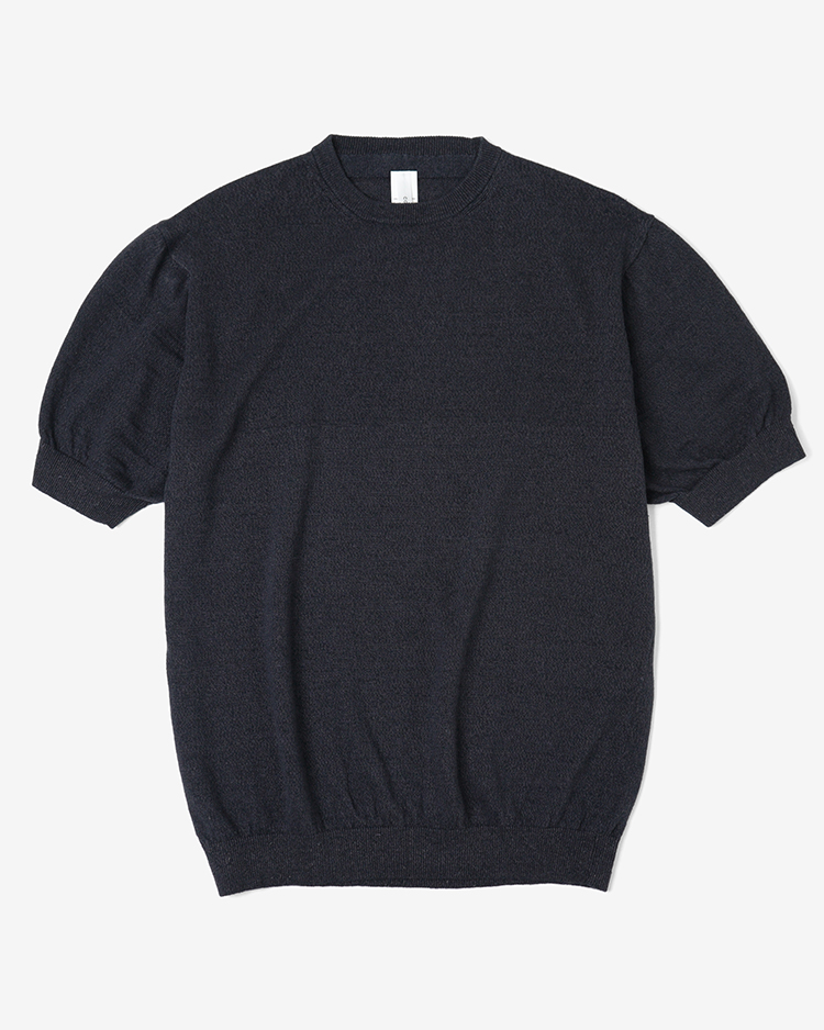 YAECA (MEN) / Silk Linen Knit Short Sleeve / NAVY