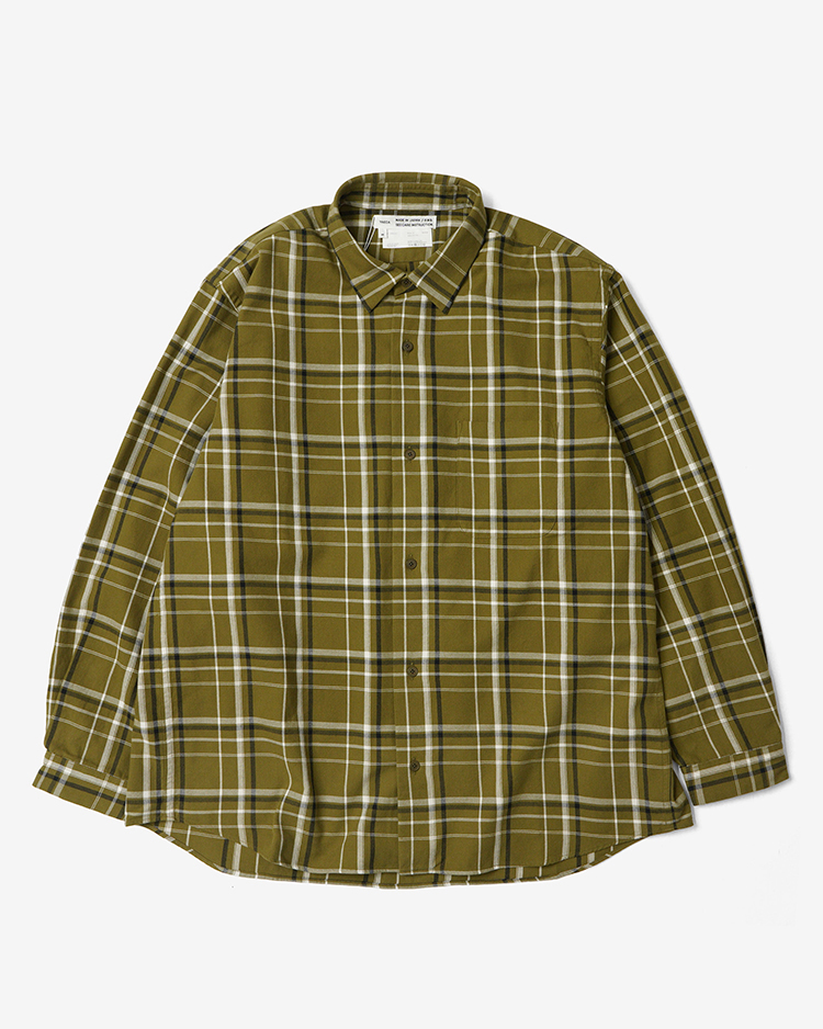 YAECA (MEN) / WIDE - BUTTON SHIRT  / OLIVE-CH