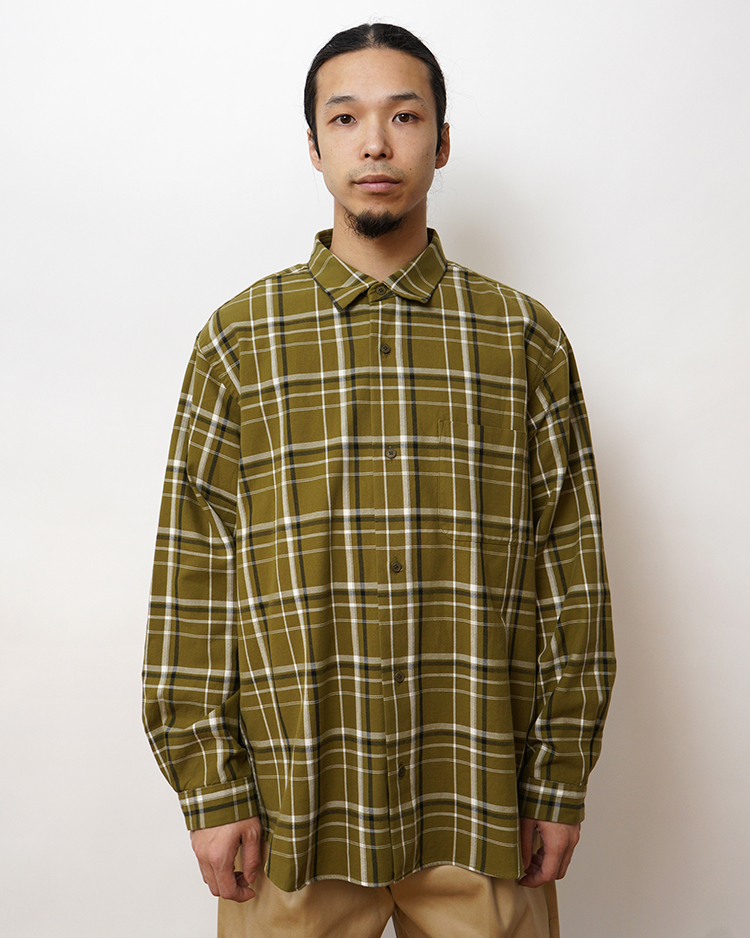 YAECA (MEN) / WIDE - BUTTON SHIRT  / OLIVE-CH